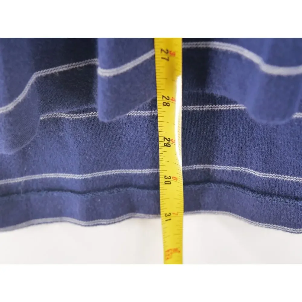 VTG Polo Ralph Lauren Men's L Blue Striped Polo Shirt Classic Fit Short Sleeve